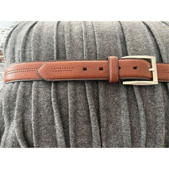 El Lucero Mens Brown Leather Perforated Stitch Belt sz 120 or US 48 NWOT - Picture 3 of 7